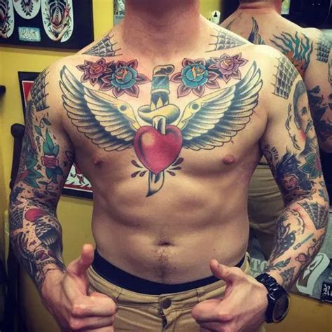 tattoo male chest|traditional chest tattoos.